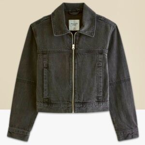 Abercrombie Denim Zip Jacket, washed black. Size Medium